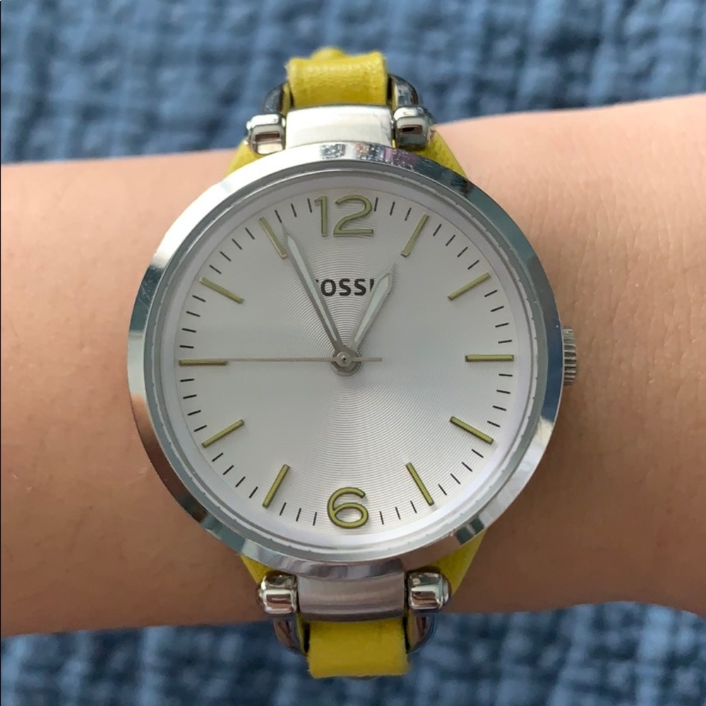 Yellow Fossil Watch
